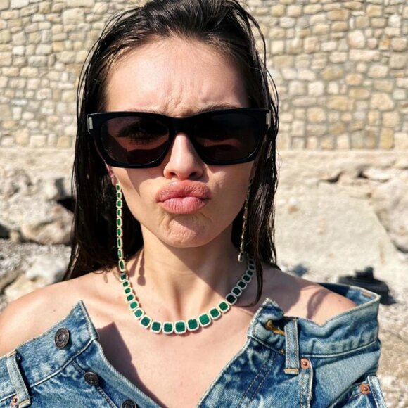 Saint Laurent SL402 008 Square Sunglasses - Transparent/Green - Picture 12 of 12